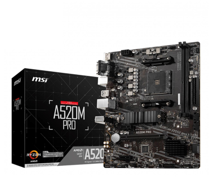 Płyta główna MSI Płyta główna A520M PRO AM4 2DDR4 DP/VGA/HDMI USB 3.2 mATX
